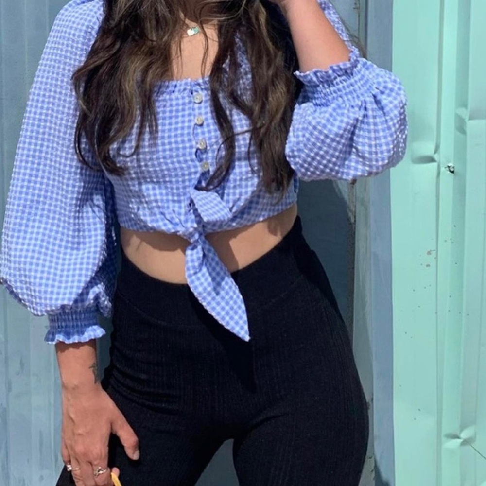 Zara gingham crop top 💙 - Picture 3 of 4